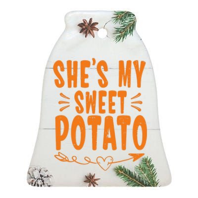 Thanksgiving Matching Couple SheS My Sweet Potato I Yam Ceramic Bell Ornament