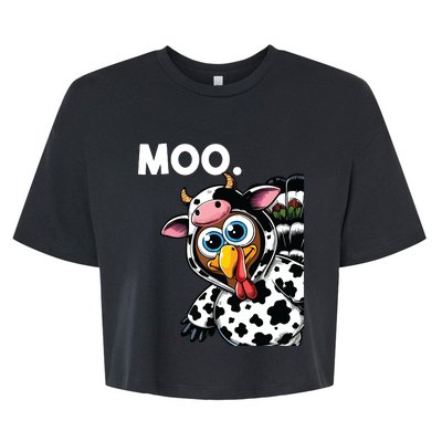 Turkey Moo Cow Costume Funny Thanksgiving Halloween Bella+Canvas Jersey Crop Tee