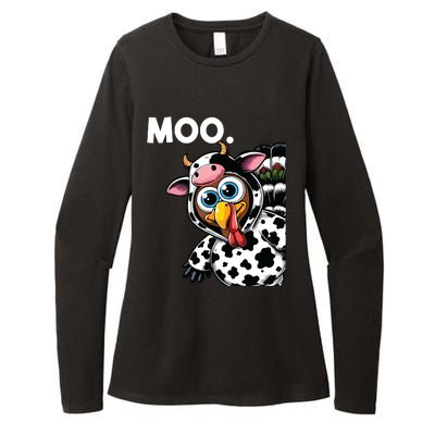 Turkey Moo Cow Costume Funny Thanksgiving Halloween Womens CVC Long Sleeve Shirt