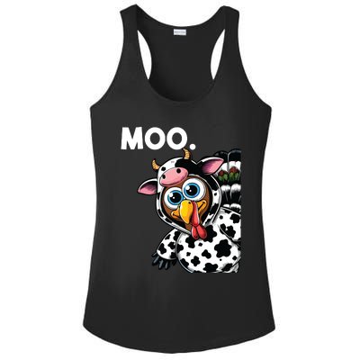 Turkey Moo Cow Costume Funny Thanksgiving Halloween Ladies PosiCharge Competitor Racerback Tank