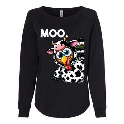 Turkey Moo Cow Costume Funny Thanksgiving Halloween Womens California Wash Sweatshirt