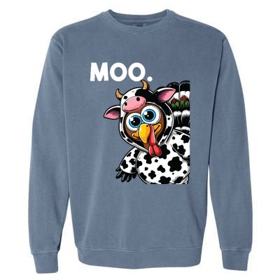 Turkey Moo Cow Costume Funny Thanksgiving Halloween Garment-Dyed Sweatshirt