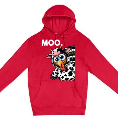 Turkey Moo Cow Costume Funny Thanksgiving Halloween Premium Pullover Hoodie