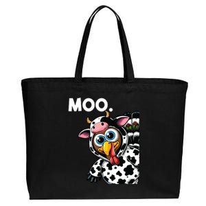 Turkey Moo Cow Costume Funny Thanksgiving Halloween Cotton Canvas Jumbo Tote