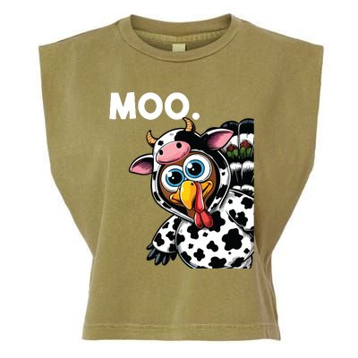 Turkey Moo Cow Costume Funny Thanksgiving Halloween Garment-Dyed Women's Muscle Tee