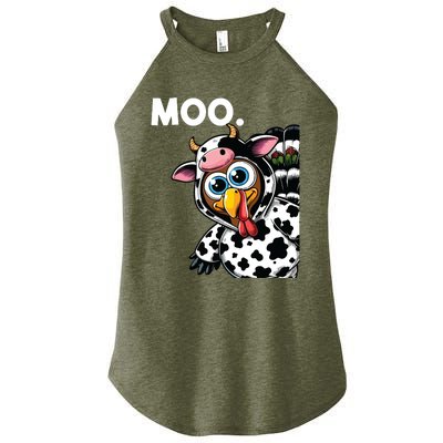 Turkey Moo Cow Costume Funny Thanksgiving Halloween Women's Perfect Tri Rocker Tank