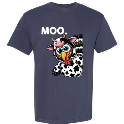 Turkey Moo Cow Costume Funny Thanksgiving Halloween Garment-Dyed Heavyweight T-Shirt