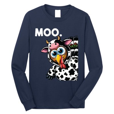 Turkey Moo Cow Costume Funny Thanksgiving Halloween Long Sleeve Shirt