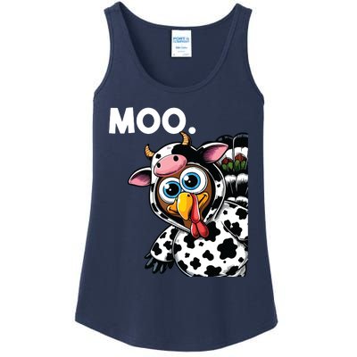 Turkey Moo Cow Costume Funny Thanksgiving Halloween Ladies Essential Tank