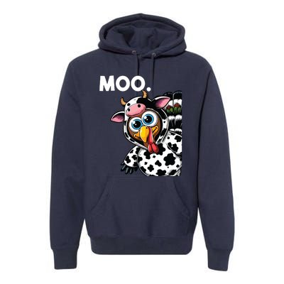 Turkey Moo Cow Costume Funny Thanksgiving Halloween Premium Hoodie