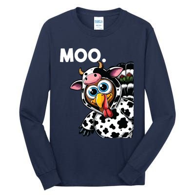 Turkey Moo Cow Costume Funny Thanksgiving Halloween Tall Long Sleeve T-Shirt