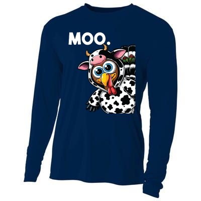 Turkey Moo Cow Costume Funny Thanksgiving Halloween Cooling Performance Long Sleeve Crew