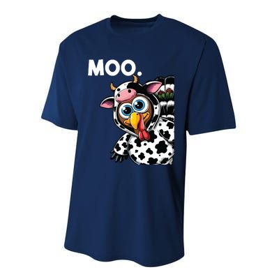 Turkey Moo Cow Costume Funny Thanksgiving Halloween Performance Sprint T-Shirt