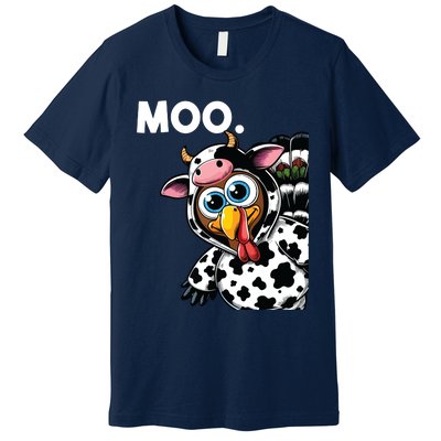 Turkey Moo Cow Costume Funny Thanksgiving Halloween Premium T-Shirt