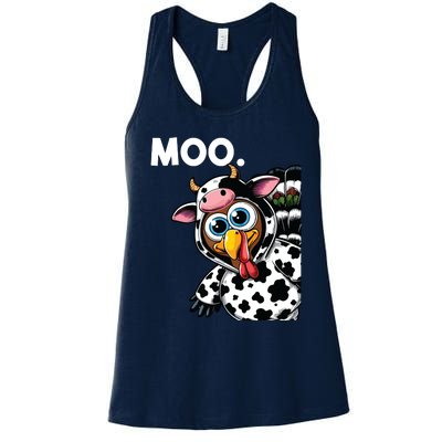 Turkey Moo Cow Costume Funny Thanksgiving Halloween Women's Racerback Tank