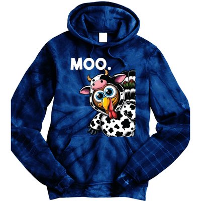 Turkey Moo Cow Costume Funny Thanksgiving Halloween Tie Dye Hoodie