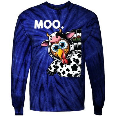 Turkey Moo Cow Costume Funny Thanksgiving Halloween Tie-Dye Long Sleeve Shirt