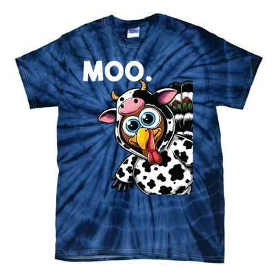 Turkey Moo Cow Costume Funny Thanksgiving Halloween Tie-Dye T-Shirt