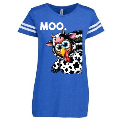 Turkey Moo Cow Costume Funny Thanksgiving Halloween Enza Ladies Jersey Football T-Shirt