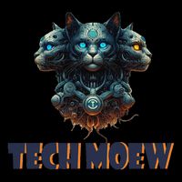 Techno Meow Cybernetic Triple Cat Design Flat Bill Trucker Hat
