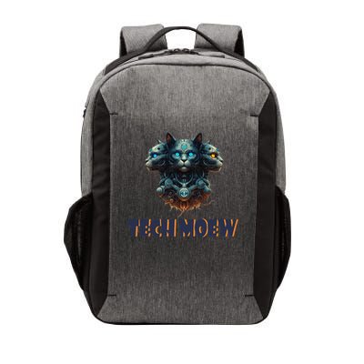 Techno Meow Cybernetic Triple Cat Design Vector Backpack