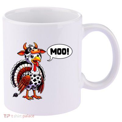Turkey Moo Cow Funny Thanksgiving Shirts For Women 11oz C Handle Ceramic Mug