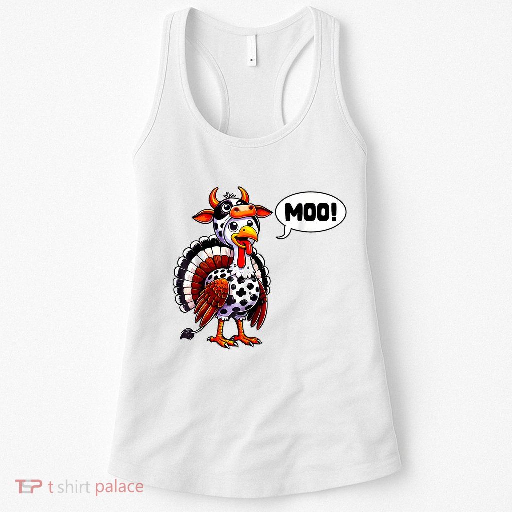 Turkey Moo Cow Funny Thanksgiving Shirts For Women Womens Tank Top