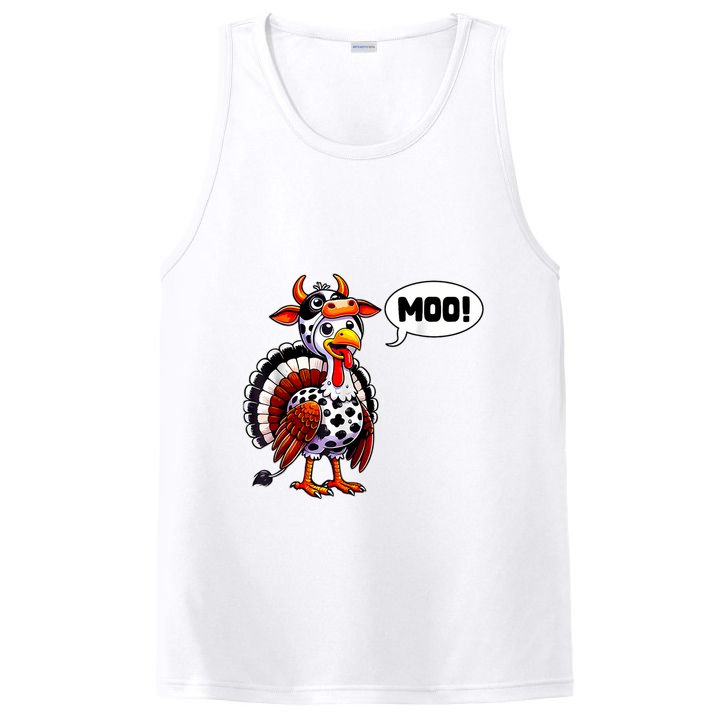 Turkey Moo Cow Funny Thanksgiving Shirts For Women PosiCharge Competitor Tank
