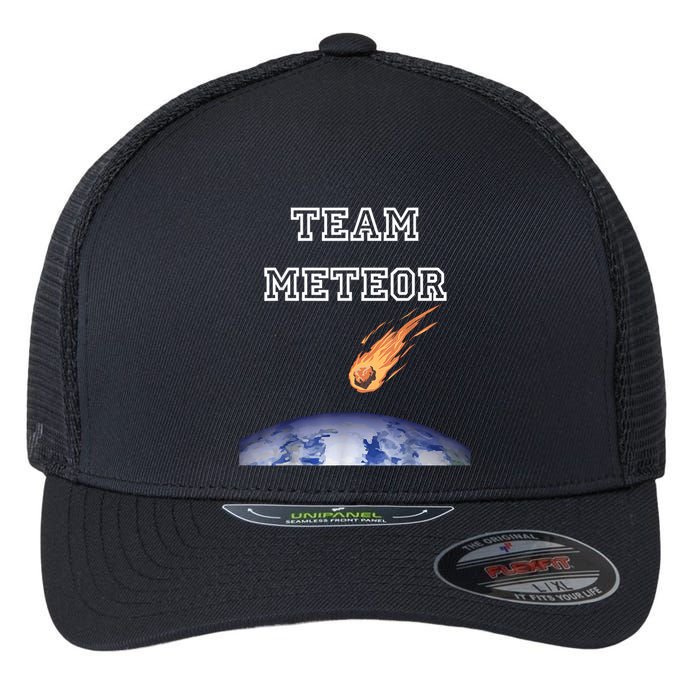 Team Meteor Crashing Into Planet Flexfit Unipanel Trucker Cap