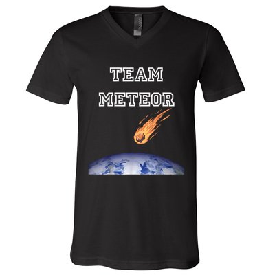 Team Meteor Crashing Into Planet V-Neck T-Shirt