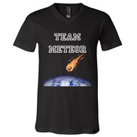 Team Meteor Crashing Into Planet V-Neck T-Shirt