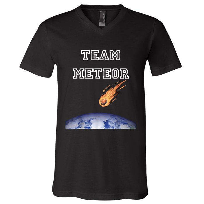 Team Meteor Crashing Into Planet V-Neck T-Shirt
