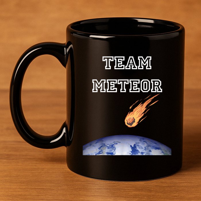 Team Meteor Crashing Into Planet 11oz C Handle Ceramic Mug