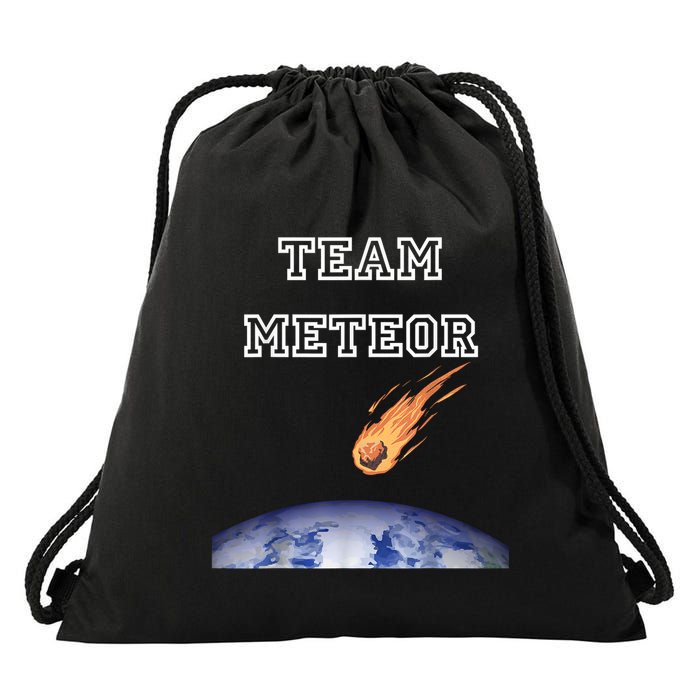 Team Meteor Crashing Into Planet Drawstring Bag