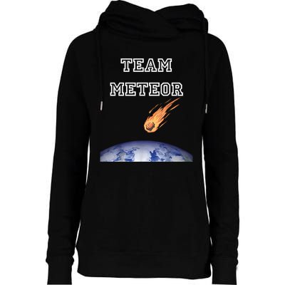 Team Meteor Crashing Into Planet Womens Funnel Neck Pullover Hood