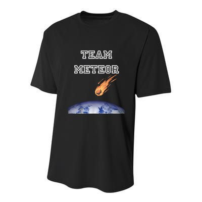 Team Meteor Crashing Into Planet Youth Performance Sprint T-Shirt