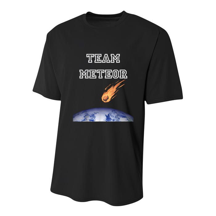 Team Meteor Crashing Into Planet Youth Performance Sprint T-Shirt
