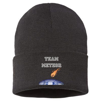 Team Meteor Crashing Into Planet Sustainable Knit Beanie