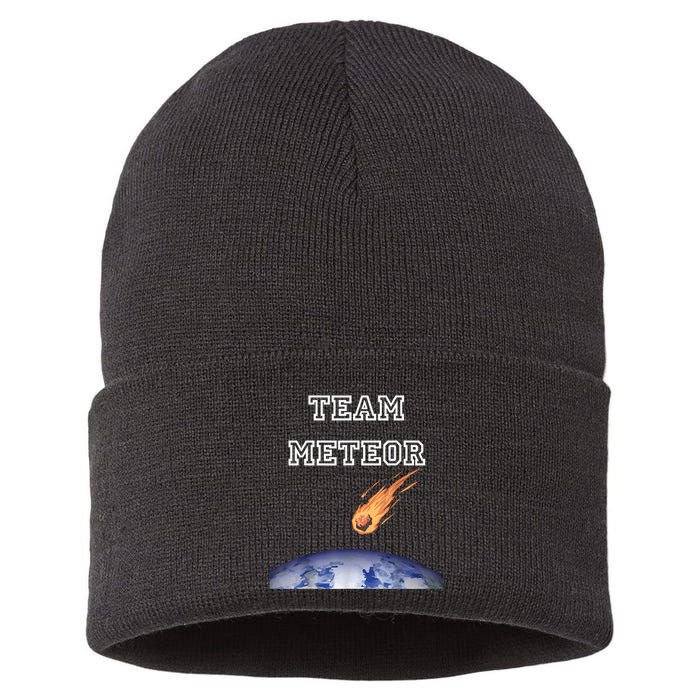 Team Meteor Crashing Into Planet Sustainable Knit Beanie