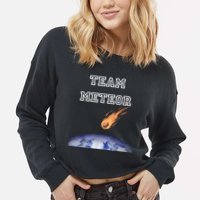 Team Meteor Crashing Into Planet Cropped Pullover Crew