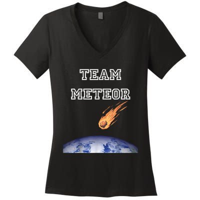 Team Meteor Crashing Into Planet Women's V-Neck T-Shirt