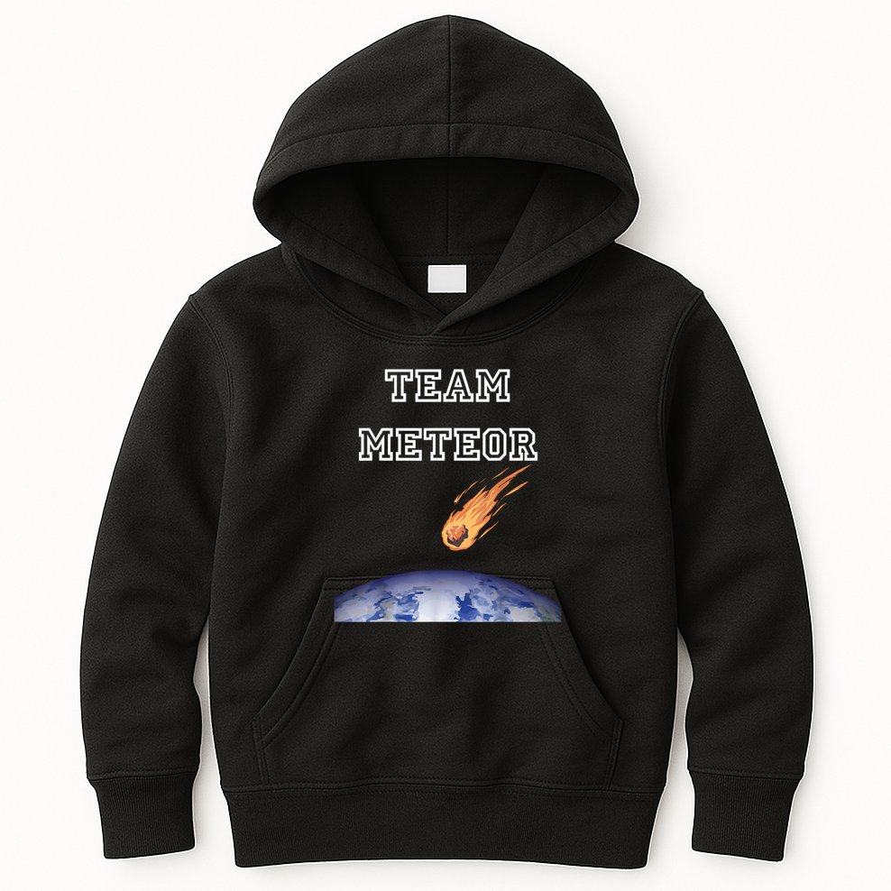 Team Meteor Crashing Into Planet Kids Hoodie