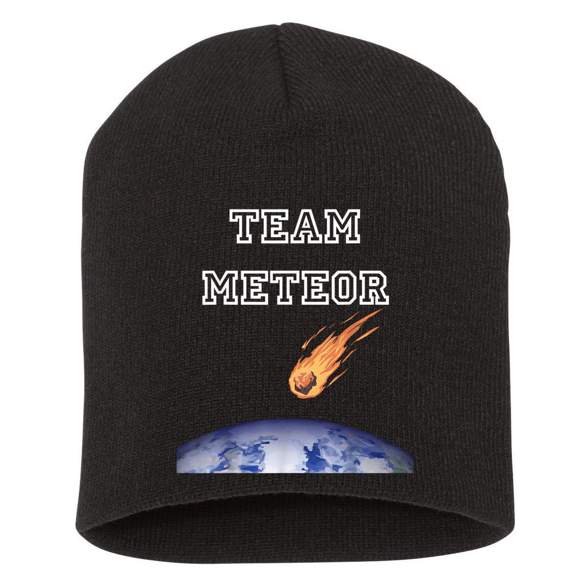 Team Meteor Crashing Into Planet Short Acrylic Beanie