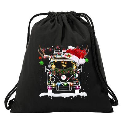 Tu Merry Christmas Camping Rv Costume Reindeer Santa Hat Funny Gift Drawstring Bag