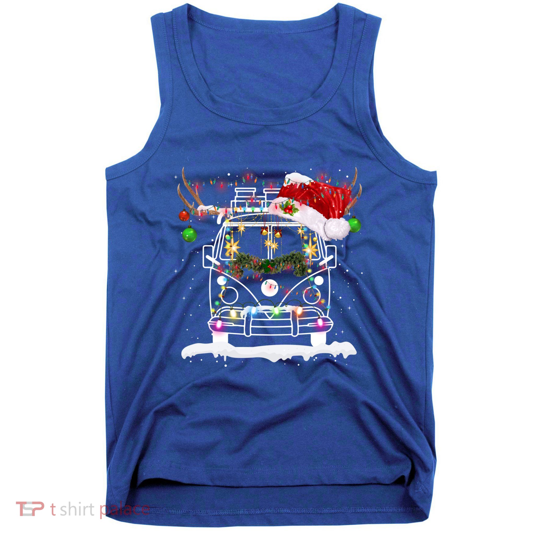 Tu Merry Christmas Camping Rv Costume Reindeer Santa Hat Funny Gift Tank Top
