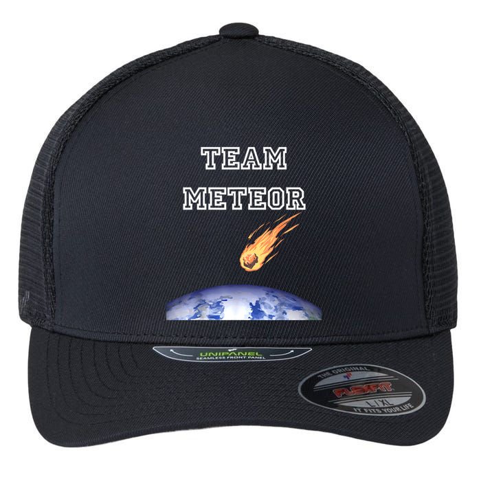 Team Meteor Crashing Into Planet Flexfit Unipanel Trucker Cap
