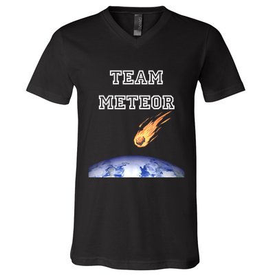 Team Meteor Crashing Into Planet V-Neck T-Shirt