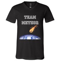 Team Meteor Crashing Into Planet V-Neck T-Shirt