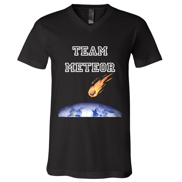 Team Meteor Crashing Into Planet V-Neck T-Shirt