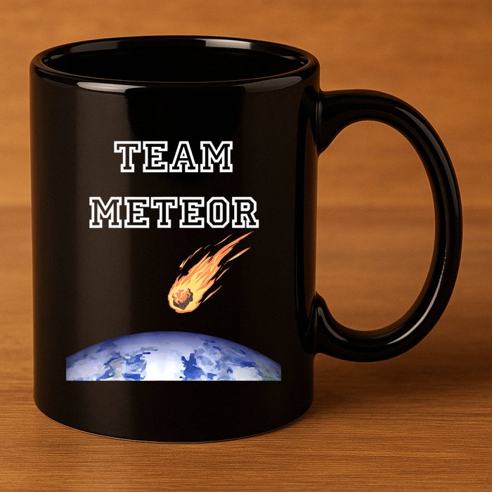 Team Meteor Crashing Into Planet 11oz C Handle Ceramic Mug